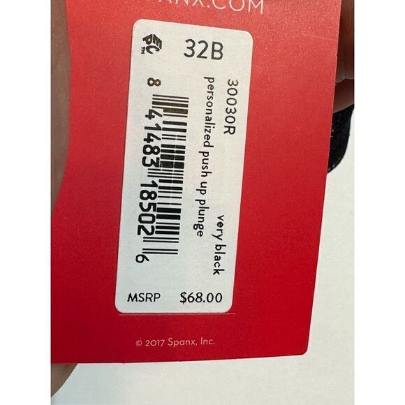 Spanx NWT size 32B Undie-tectable plunge push up Bra - Black - Picture 3 of 6
